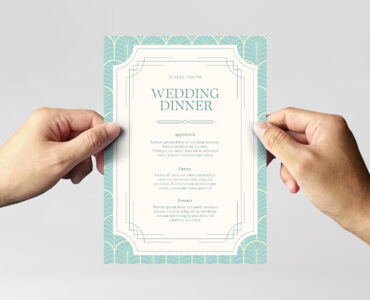 Mint Blue Wedding Invite Templates Set (AI, EPS Format)