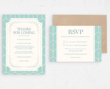 Mint Blue Wedding Invite Templates Set (AI, EPS Format)