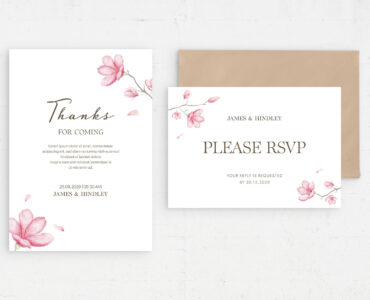 Pink Flowers Wedding Templates Set (PSD Format)