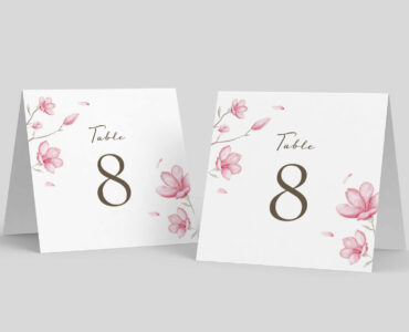 Pink Flowers Wedding Templates Set (PSD Format)