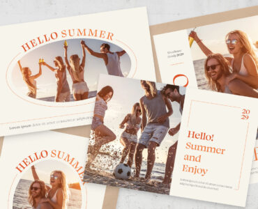 Summer Family Photo Card Set (AI, EPS Format)