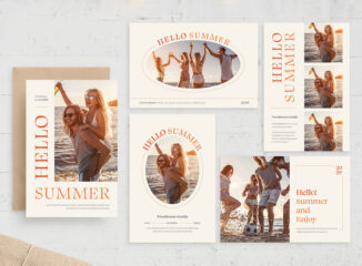 Summer Family Photo Card Set (AI, EPS Format)