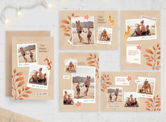 Summer Family Photo Card Template Set (PSD Format)