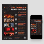 Halloween Event Schedule Flyer Template in PSD AI EPS