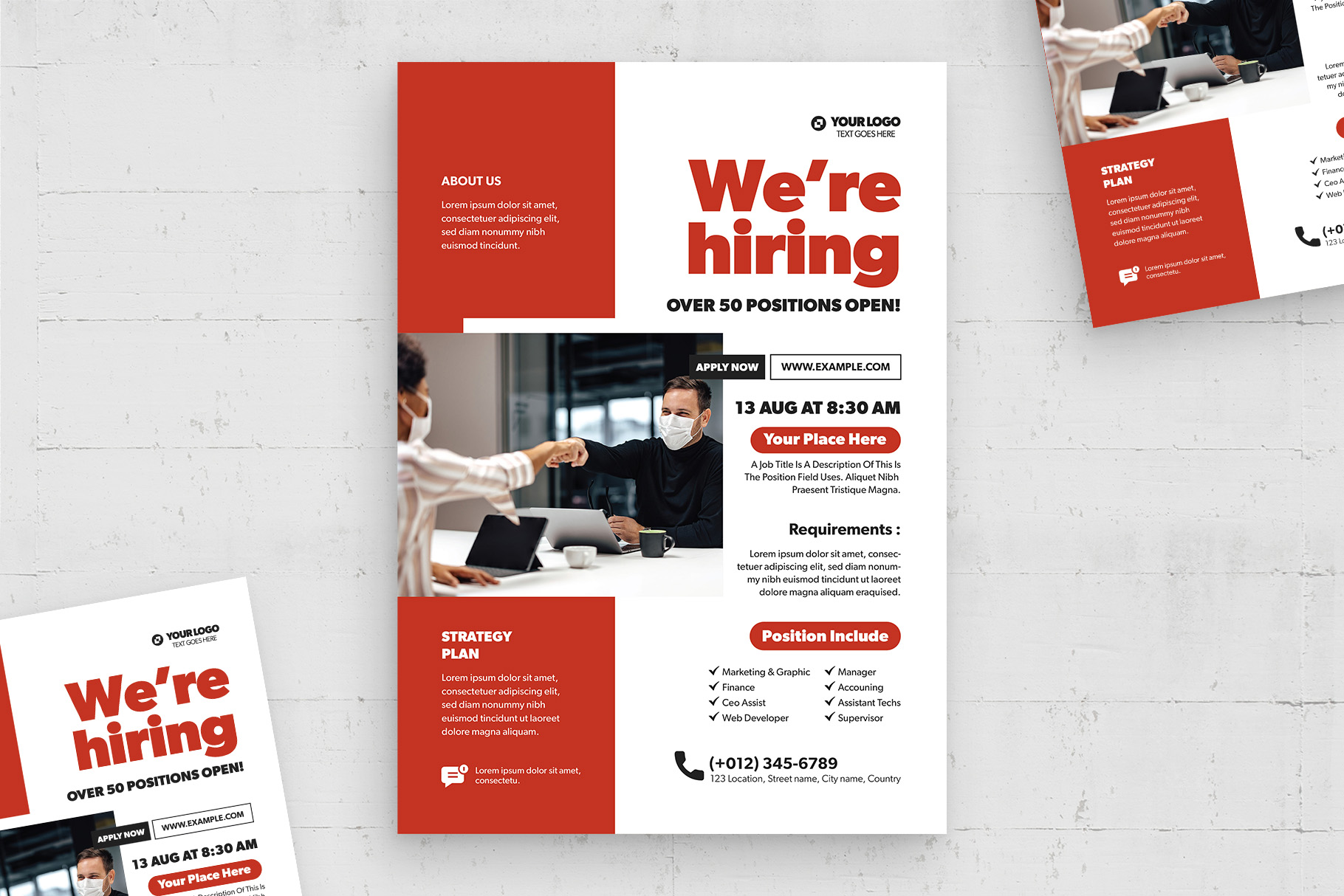 Modern We're Hiring Flyer Template in PSD AI EPS