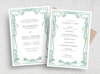 Art Nouveau Wedding Invitation Flyer Template in AI PSD EPS