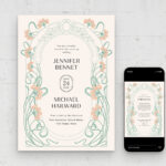 Art Nouveau Wedding Invitation Template in AI PSD EPS