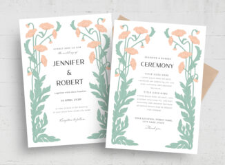 Floral Art Nouveau Wedding Invitation Template in AI PSD EPS