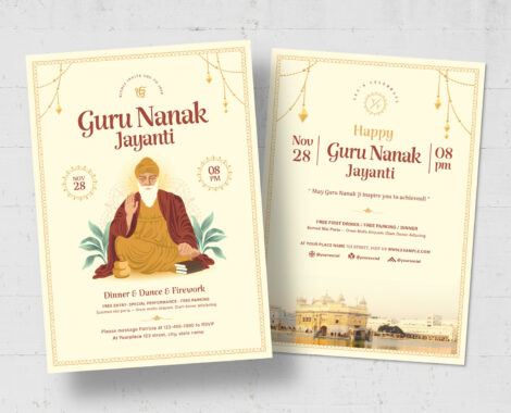 Guru Nanak Flyer Template in AI PSD EPS