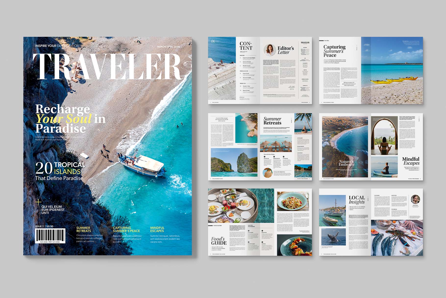 Traveler Magazine Letter Template in INDD format
