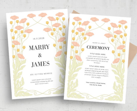 Vintage Floral Wedding Invitation Template in AI PSD EPS