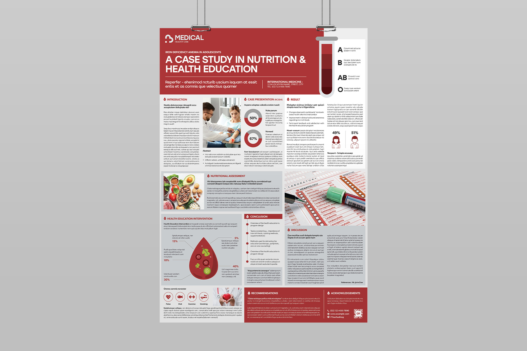 Medical Case Study Poster Template for InDesign