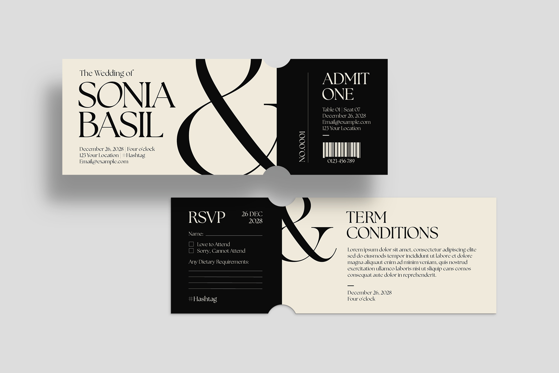 Wedding Ticket Template in AI PSD EPS