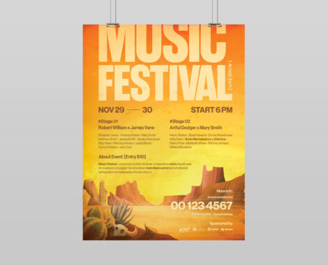 Desert Music Festival Poster in PSD