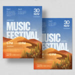 Desert Music Festival Poster Template in PSD