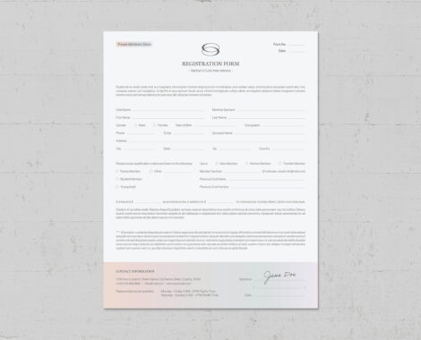Registration Form Template in InDesign