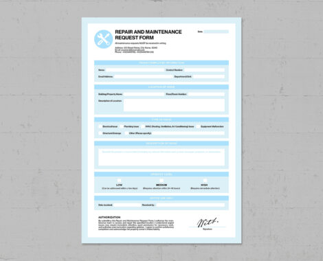Request Form Template in INDD format