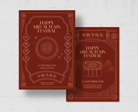 Chinese Mid Autumn Festival Flyer Template in AI EPS