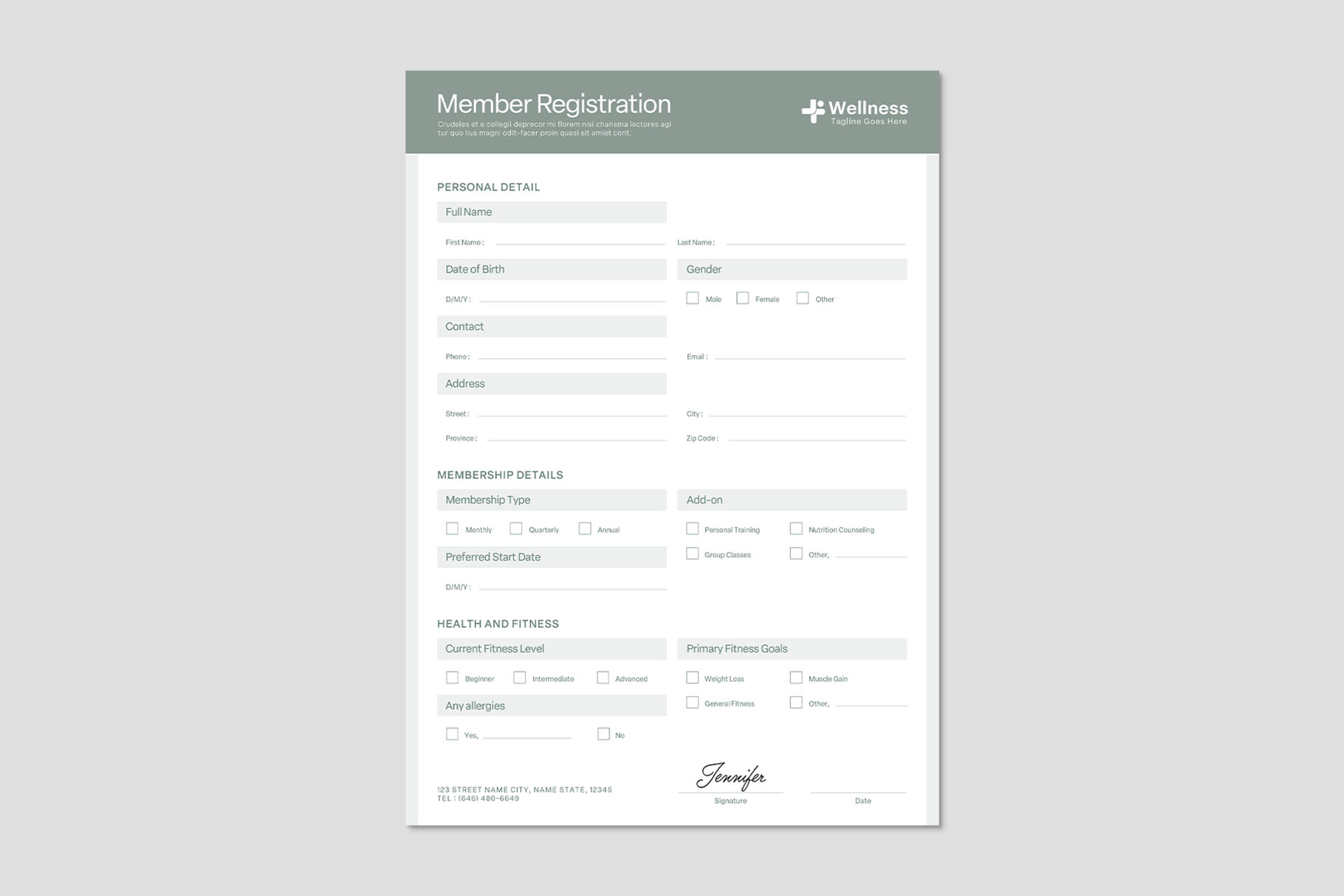 Member Registration Form Template in Ai, INDD, IDML & EPS
