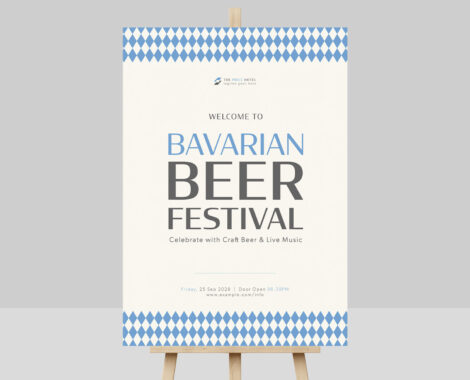 Oktoberfest Beer Event Welcome Sign in AI EPS PSD
